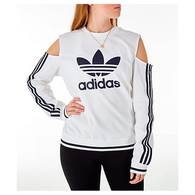 Shop Adidas Originals Women's Originals Cold Shoulder Cutout Sweatshirt, White