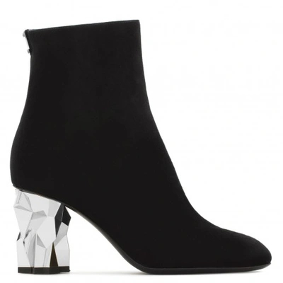 Shop Giuseppe Zanotti Stretch Fabric Boot With 'sculpted' Heel Ghiaccio In Black