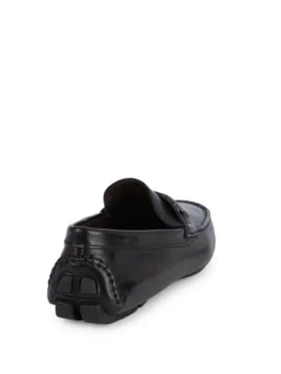 Shop Bruno Magli Neo Leather Buckle Driving Loafers In Black