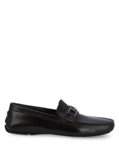 Shop Bruno Magli Neo Leather Buckle Driving Loafers In Black