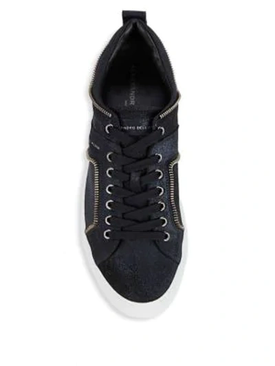 Shop Alessandro Dell'acqua Lace-up Leather Low-top Sneakers In Blue