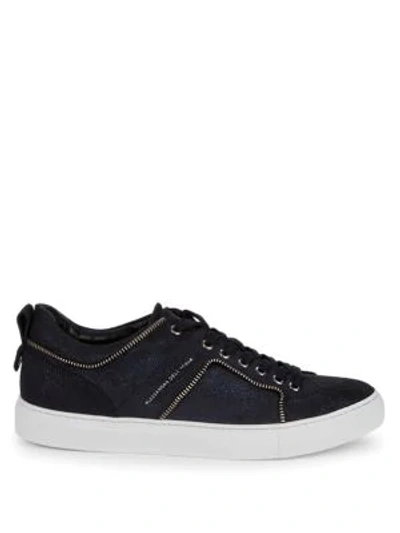 Shop Alessandro Dell'acqua Lace-up Leather Low-top Sneakers In Blue