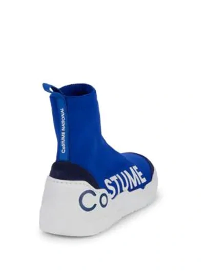 Shop Costume National Logo Suede High-top Sneakers In Blue