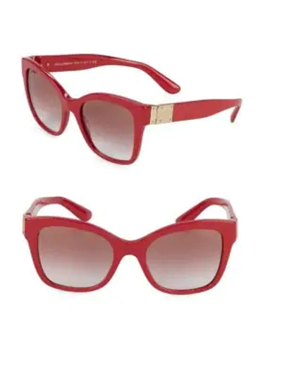 Shop Dolce & Gabbana Dg4309 53mm Squared Cateye Sunglasses In Fuchsia