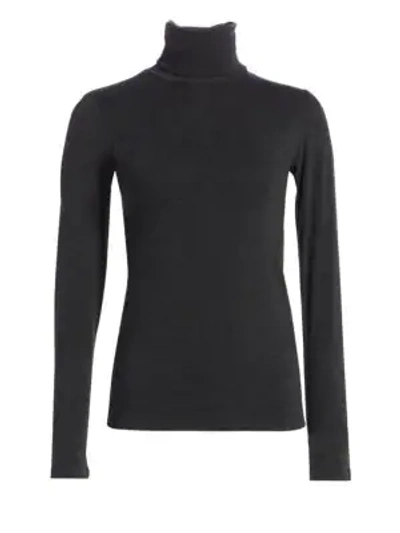 Shop Majestic Soft Touch Turtleneck Top In Ecru Chine