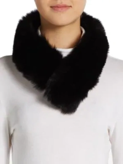Shop Saks Fifth Avenue Fox Fur Convertible Headband-scarf In Black
