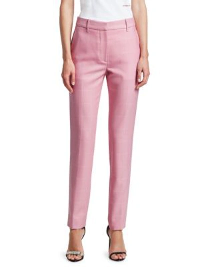 Shop Calvin Klein 205w39nyc Check Straight Leg Trousers In Pink Mist White