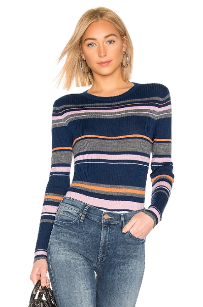 Shop Frame Panel Stripe Crew Neck Sweater In Lilac Multi