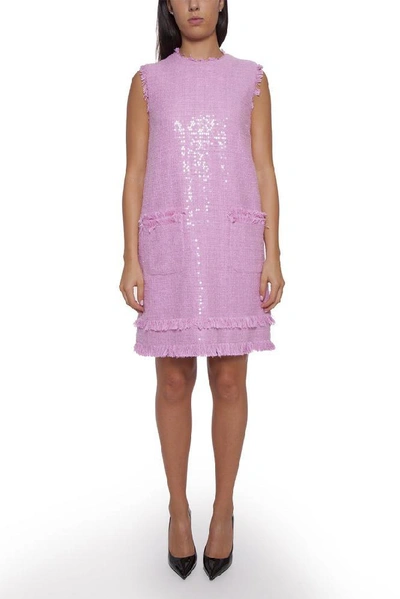 Shop Msgm Sequin Shift Dress In Pink