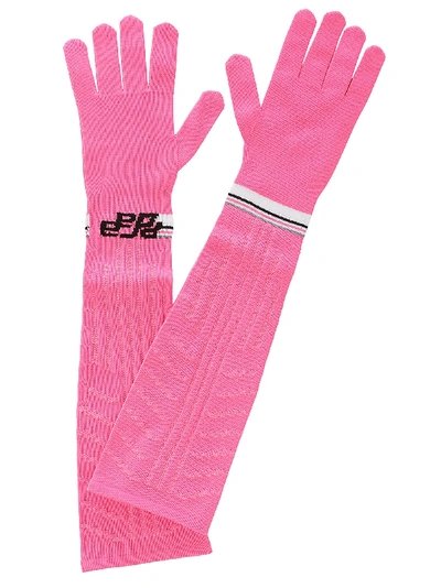 Shop Prada Long Logo Gloves In Pink