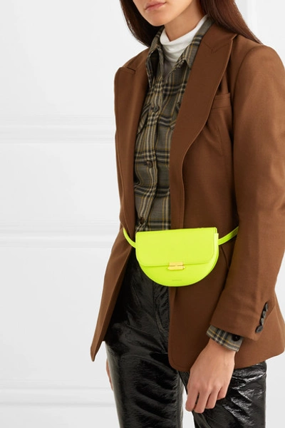 Shop Wandler Anna Small Neon Leather Belt Bag In Bright Yellow