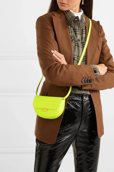 Shop Wandler Anna Small Neon Leather Belt Bag In Bright Yellow