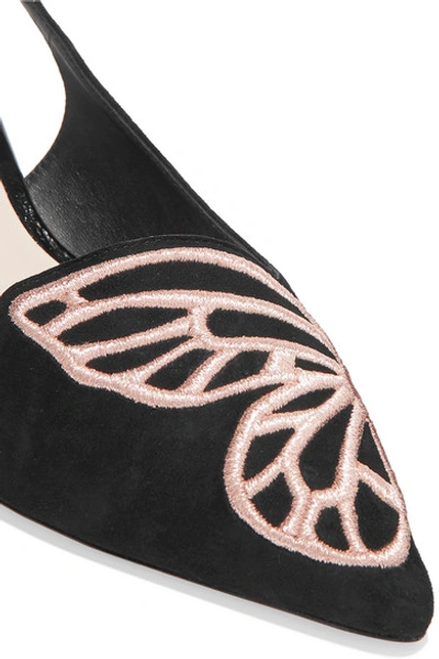 Shop Sophia Webster Butterfly Embroidered Suede Slingback Pumps In Black