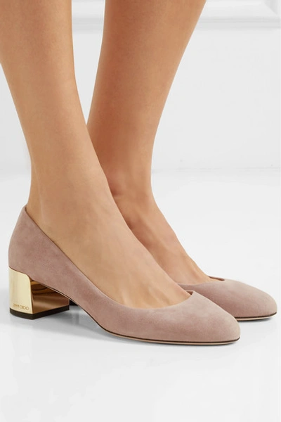 Shop Jimmy Choo Jessie 40 Suede Pumps In Antique Rose