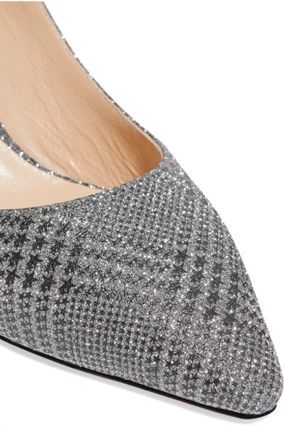 Shop Jimmy Choo Erin 65 Glittered Prince Of Wales Checked Leather Slingback Pumps