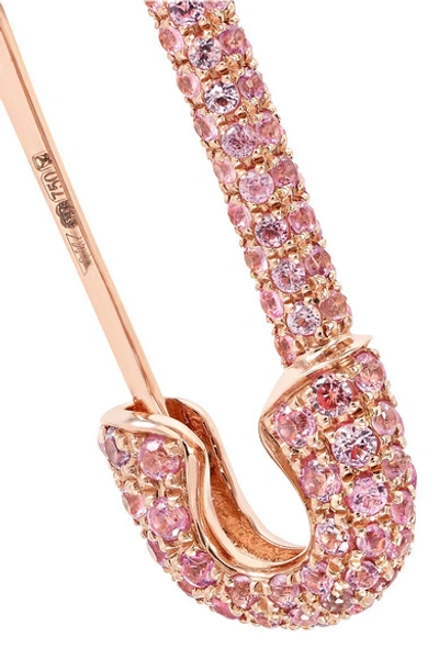 Shop Anita Ko Safety Pin 18-karat Rose Gold Sapphire Earring