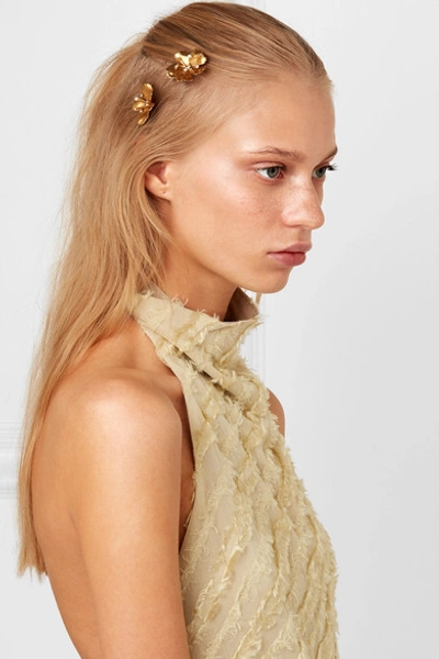 Shop Jennifer Behr Haille Set Of Two Gold-tone Crystal Hair Slides