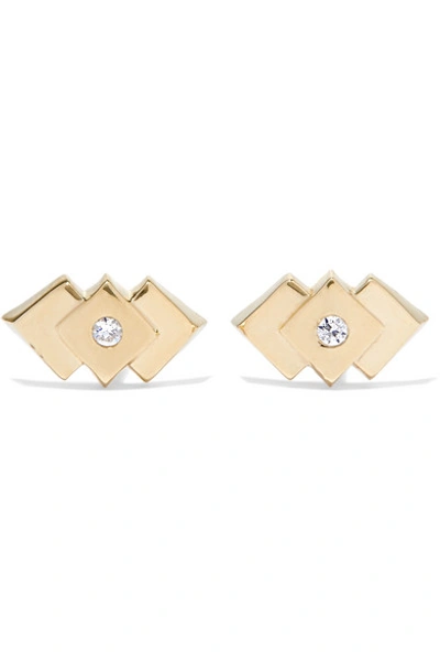 Shop Loren Stewart Deco 14-karat Gold Cubic Zirconia Earrings