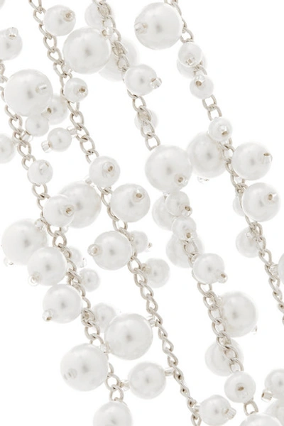 Shop Oscar De La Renta Silver-tone Faux Pearl Bracelet In White