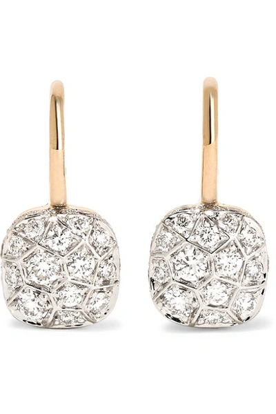 Shop Pomellato Nudo 18-karat Rose And White Gold Diamond Earrings In Rose Gold