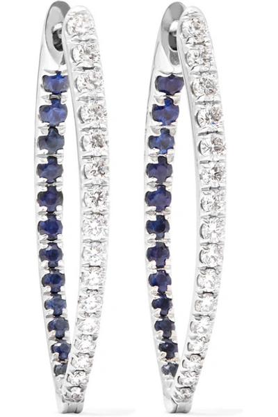 Shop Melissa Kaye Christina 18-karat White Gold, Diamond And Sapphire Earring