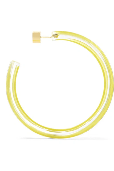 Shop Alison Lou Medium Jelly Lucite And Enamel Hoop Earrings In Yellow