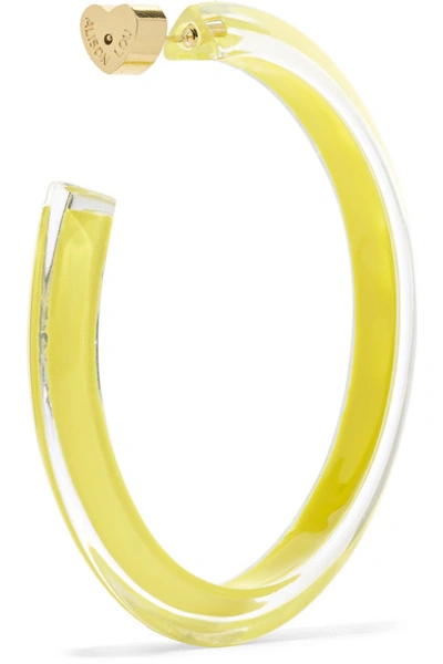 Shop Alison Lou Medium Jelly Lucite And Enamel Hoop Earrings In Yellow