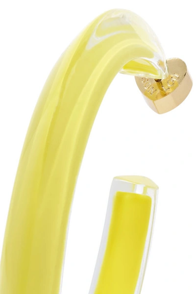 Shop Alison Lou Medium Jelly Lucite And Enamel Hoop Earrings In Yellow