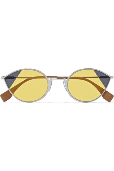 Shop Fendi Cat-eye Silver-tone Sunglasses In Yellow