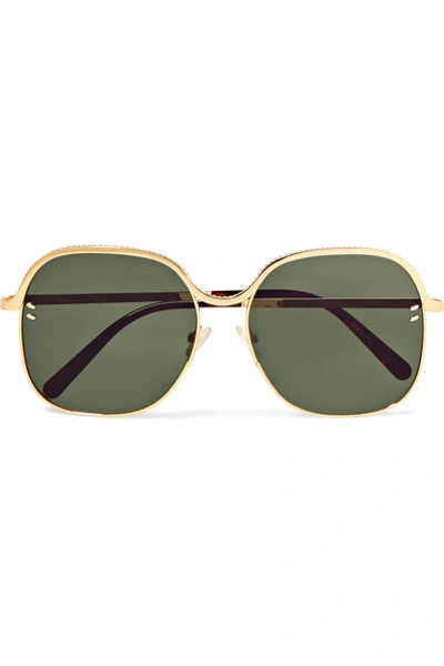 Shop Stella Mccartney Square-frame Gold-tone And Acetate Sunglasses