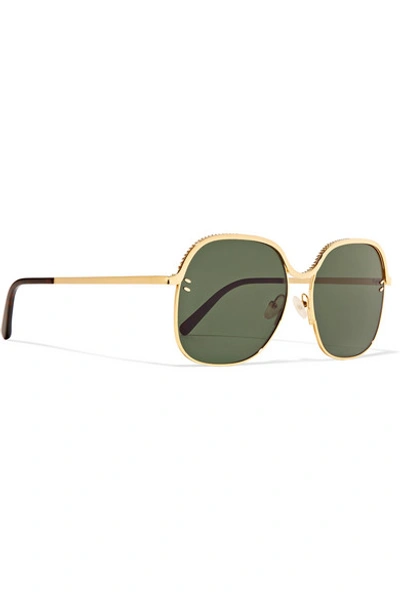 Shop Stella Mccartney Square-frame Gold-tone And Acetate Sunglasses