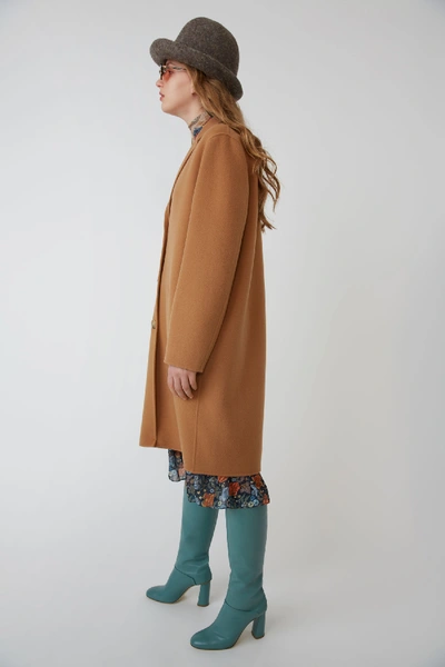Shop Acne Studios Masculine Tailored Long Coat Camel Brown