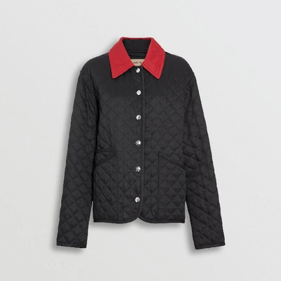 Shop Burberry Diamond Quilted Barn Jacket In Black