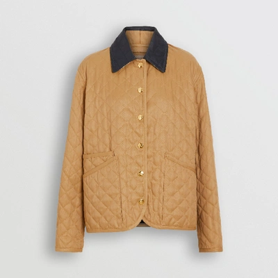 Shop Burberry Diamond Quilted Barn Jacket In Camel