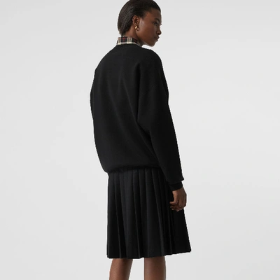 Shop Burberry Crest Merino Wool Blend Jacquard Sweater In Black