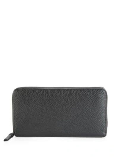 Shop Saks Fifth Avenue Leather Zip-around Continental Wallet In Black