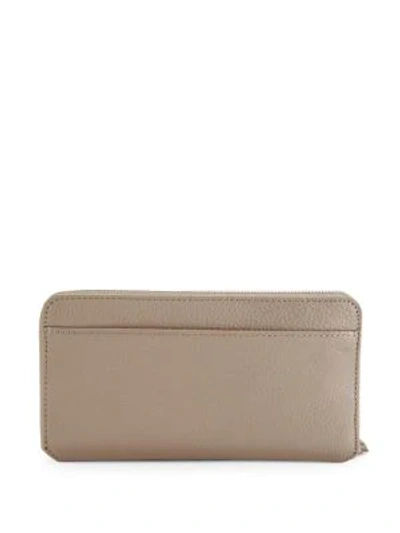 Shop Saks Fifth Avenue Leather Zip-around Continental Wallet In Taupe