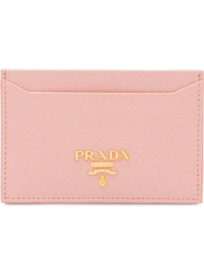 PRADA LEATHER CARD HOLDER - 粉色