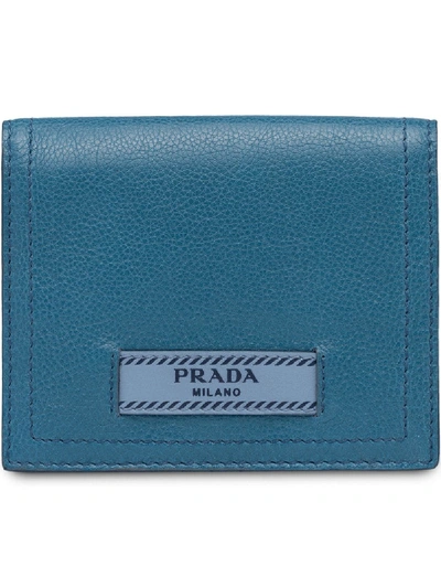 Shop Prada Small Leather Wallet In Blue