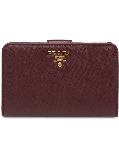 Shop Prada Medium Saffiano Leather Wallet - Red