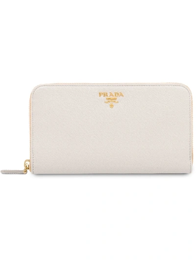 Shop Prada Leather Wallet - White