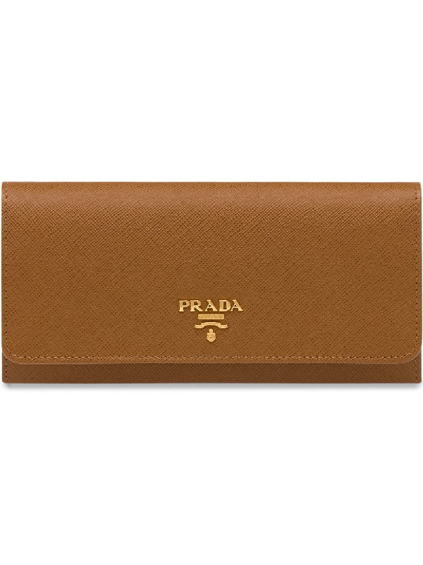 Prada Saffiano Leather Continental Wallet - Brown | ModeSens