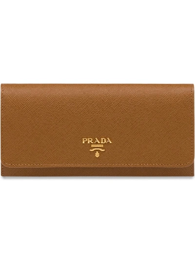 Prada Saffiano Leather Continental Wallet - Brown | ModeSens