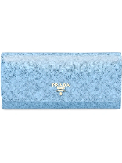 Shop Prada Leather Wallet - Blue