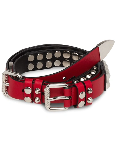 Shop Prada Studded Belt - Red