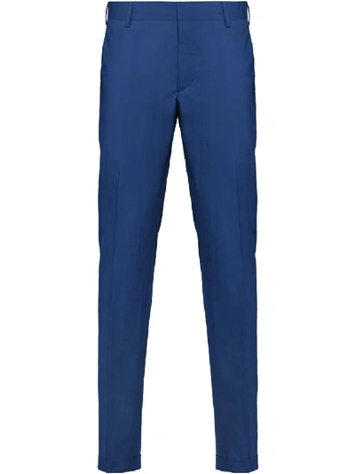 Shop Prada Slim-fit Trousers - Blue