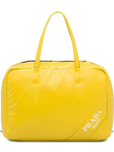 Shop Prada Large Padded Nappa Bag - Yellow
