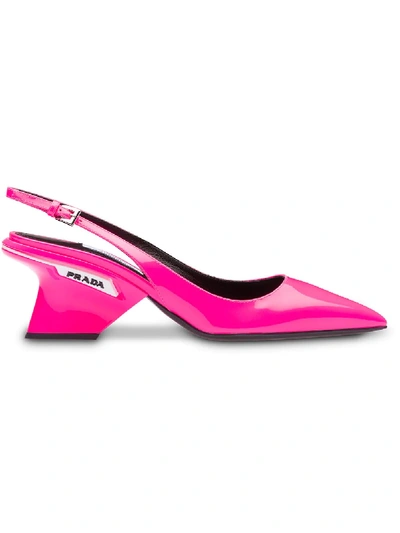 Shop Prada Patent Leather Slingback Pumps In Pink
