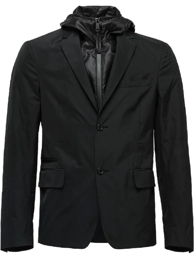 Shop Prada Gabardine Hooded Jacket In Black