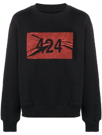 Shop 424 Logo Print Sweatshirt In Black
